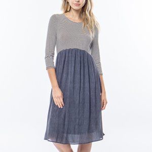 Contrast Striped Fit & Flare Dress